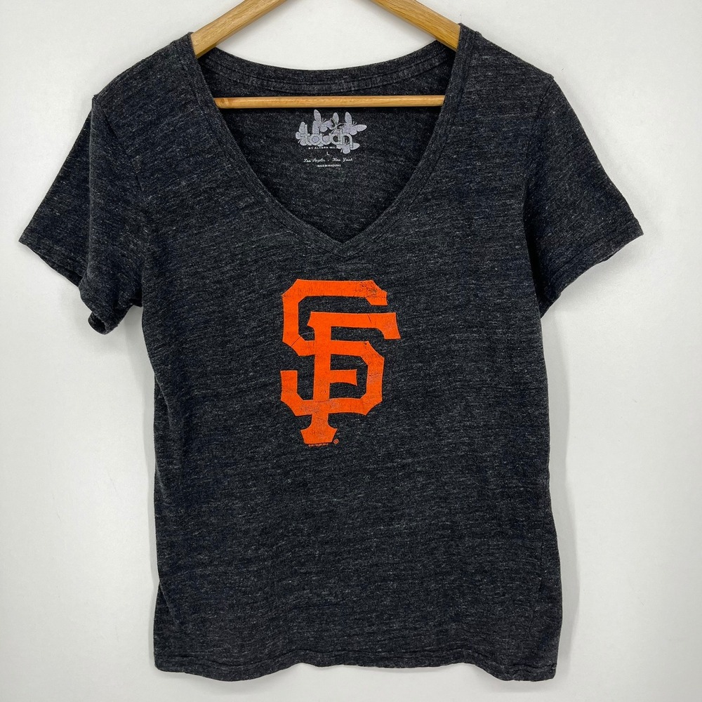 Touch by Alyssa Milano San Francisco Giants V-Neck T-Shirt Gray Orange Large
